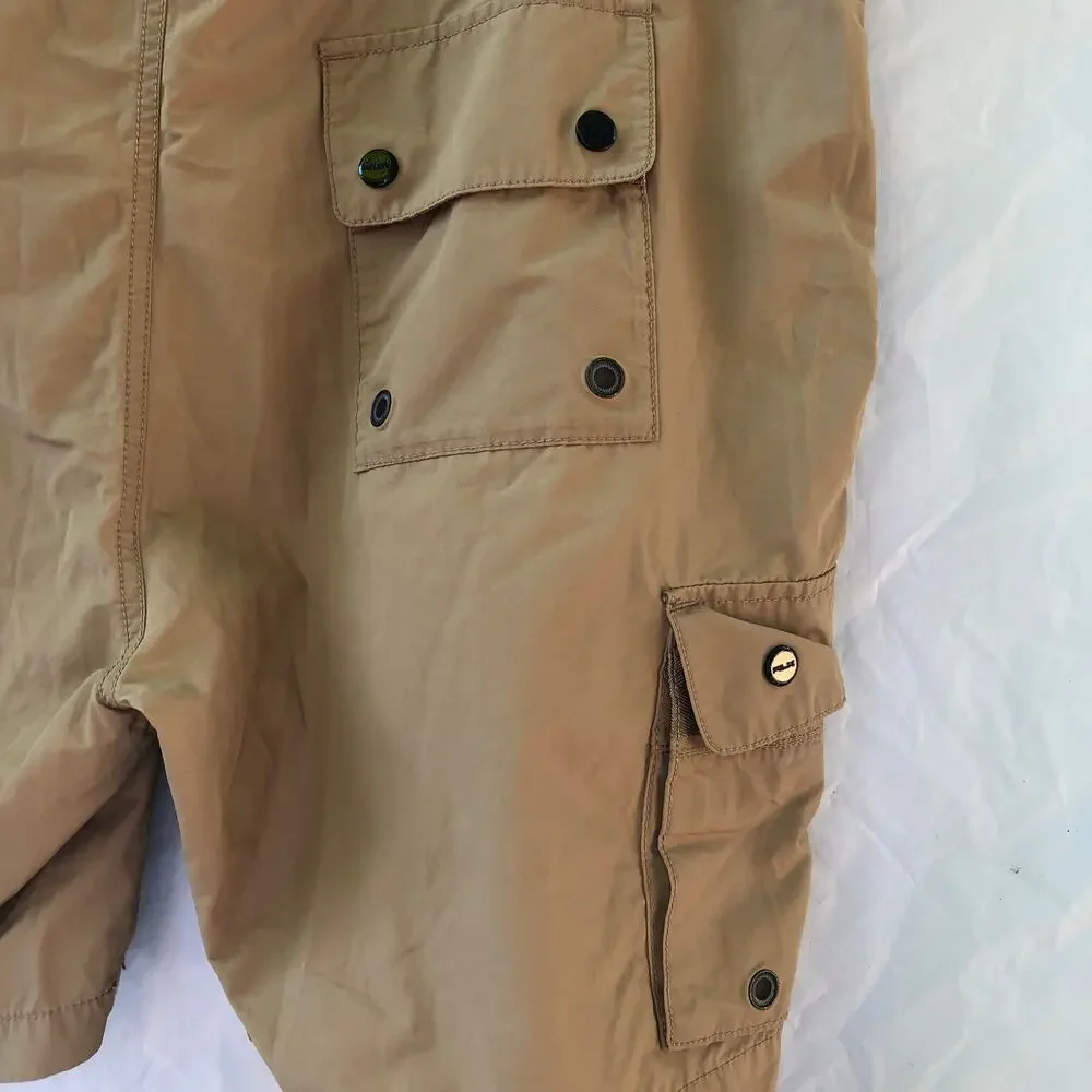 Ralph Laruen RLX Mens Golf Shorts Tan Cargo Shorts Drawstring Waist with Zip 2X